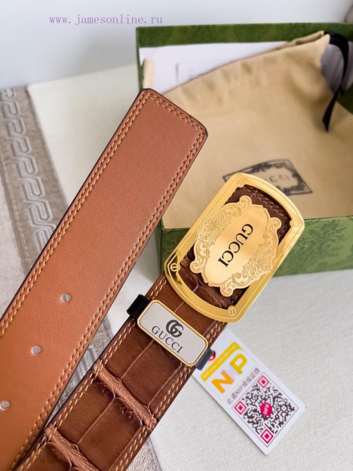 Gucci Gucci Belt ️ BeltHanging buckle, pure steel material buckle head, top layer cowhide, p qihcu9la - Image 8
