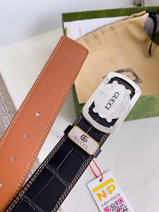 Gucci Gucci Belt ️ BeltHanging buckle, pure steel material buckle head, top layer cowhide, p qihcu9la - Image 9