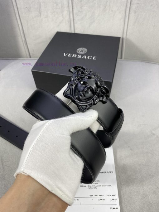 ️, Width 4.0cm Versace This original Versace belt is adorned with the Versace logo 3D Medusa qjaic128 - Image 10