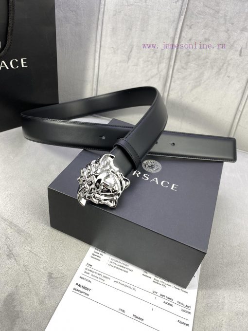 ️, Width 4.0cm Versace This original Versace belt is adorned with the Versace logo 3D Medusa kcd4qr0w - Image 9