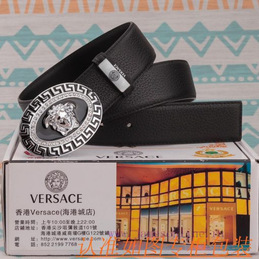Belt belt Versace cowhide beltMen's belt material: 100% head layer cowhide belt, guaranteed siefkkoi - Image 2