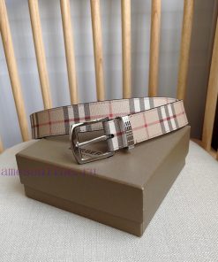 Burberry launches new matching palladium plated buckle design with engraved Burberry plaid w 3l1112mf