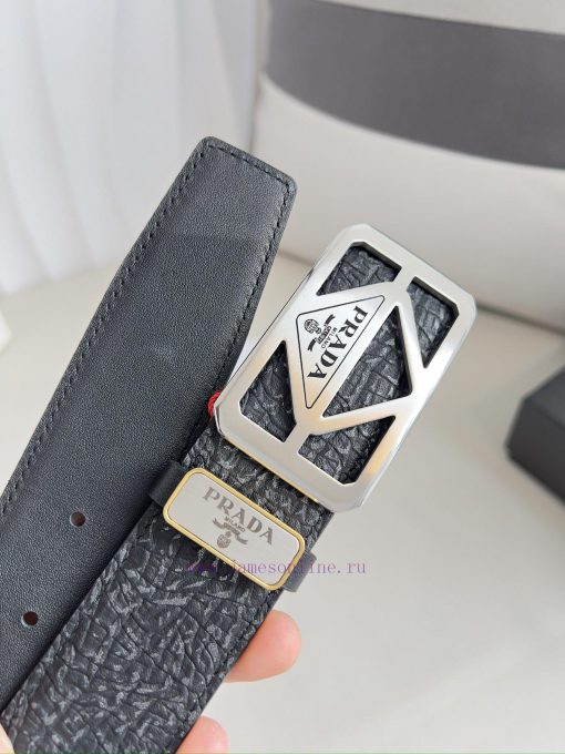 Prada PRADA ️ Belt and beltBuckle, classic pure steel material buckle, top layer cowhide, ph 84ggy0cc - Image 7