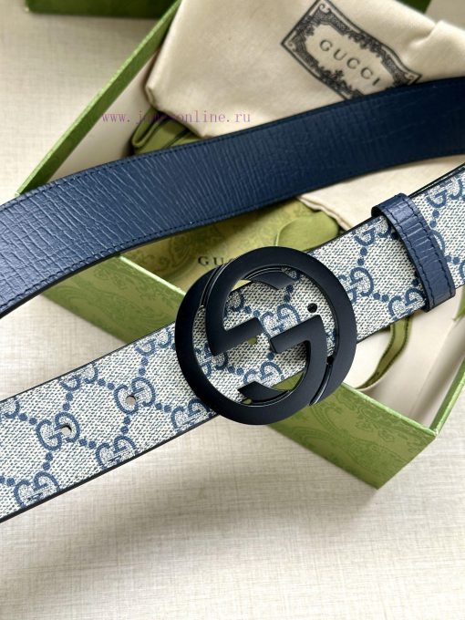 This double-sided belt from GUCCI, with a width of 3.8cm, cleverly combines GG Supreme canva 5ye73k6x - Image 3
