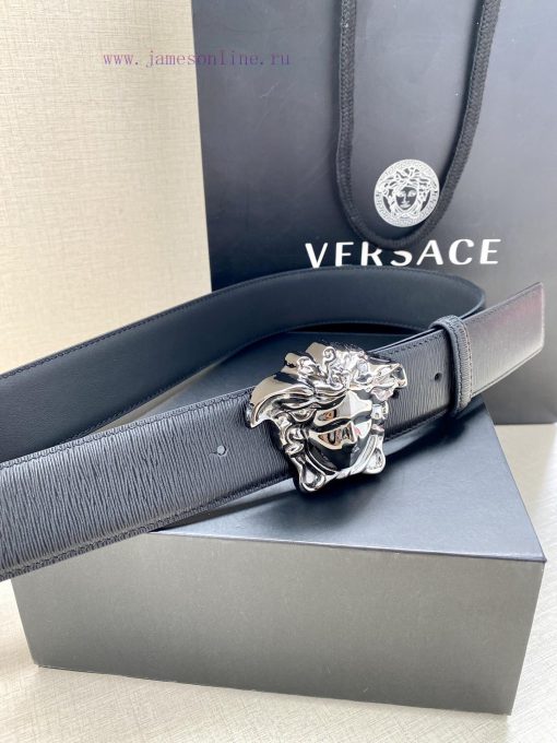 Versace width 3.8cm. This stylish waistband is crafted from fine grain calf leather and ador wfup0wem - Image 3