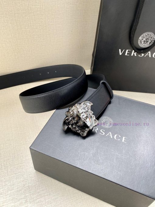 Versace width 3.8cm. This stylish waistband is crafted from fine grain calf leather and ador wfup0wem - Image 4