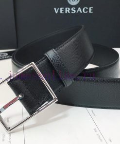 Versace Versace, this classic belt is made of soft calf leather, featuring square buckles an iwe5snby