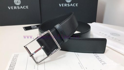 Versace Versace, this classic belt is made of soft calf leather, featuring square buckles an iwe5snby