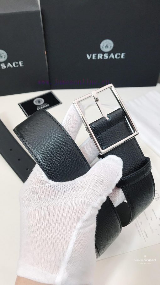 Versace Versace, this classic belt is made of soft calf leather, featuring square buckles an iwe5snby - Image 4