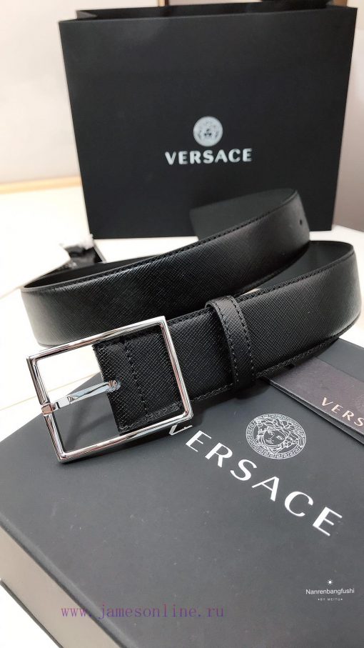 Versace Versace, this classic belt is made of soft calf leather, featuring square buckles an iwe5snby - Image 7
