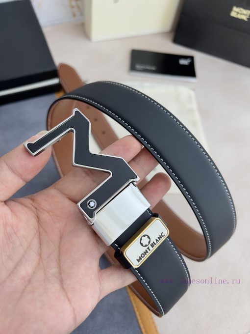 Montblanc Montblanc ️ Belt and beltHanging buckle, new original classic boutique leather let 76batlgw - Image 2