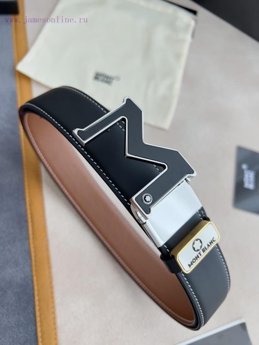 Montblanc Montblanc ️ Belt and beltHanging buckle, new original classic boutique leather let 76batlgw - Image 3