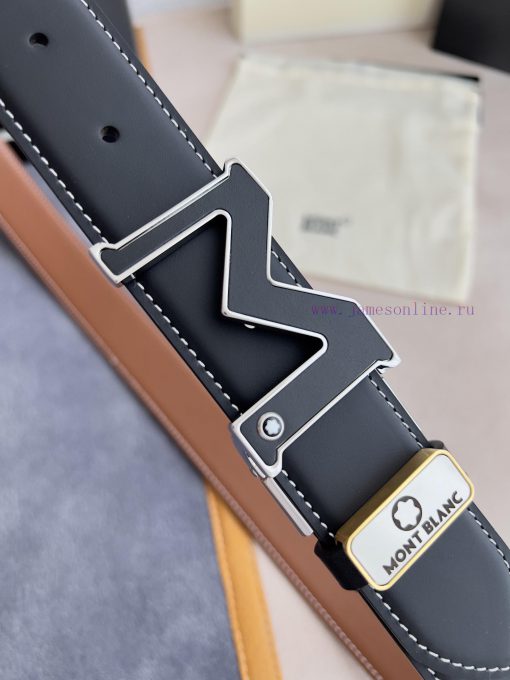 Montblanc Montblanc ️ Belt and beltHanging buckle, new original classic boutique leather let 76batlgw - Image 4