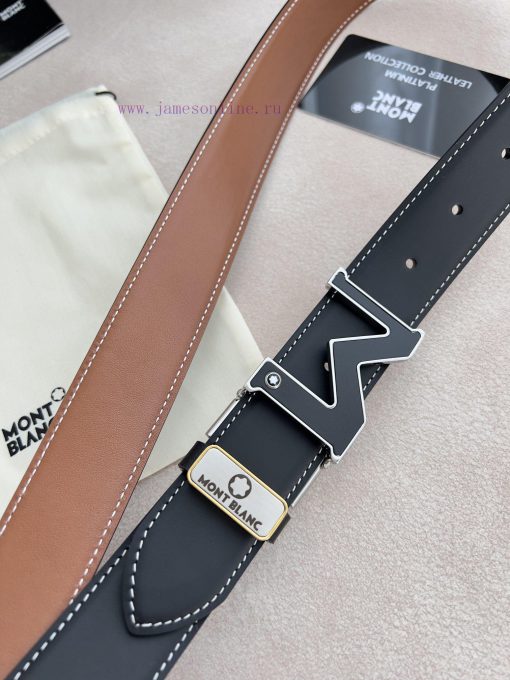 Montblanc Montblanc ️ Belt and beltHanging buckle, new original classic boutique leather let 76batlgw - Image 7