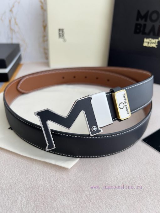 Montblanc Montblanc ️ Belt and beltHanging buckle, new original classic boutique leather let 76batlgw - Image 8
