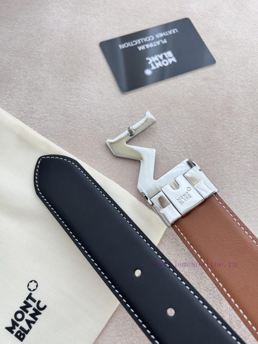 Montblanc Montblanc ️ Belt and beltHanging buckle, new original classic boutique leather let 76batlgw - Image 9