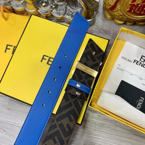 FENDI style with width of 4.0CM, double ring front and back waist belt, FF nail buckle, dual 2ev4g0qd - Image 9