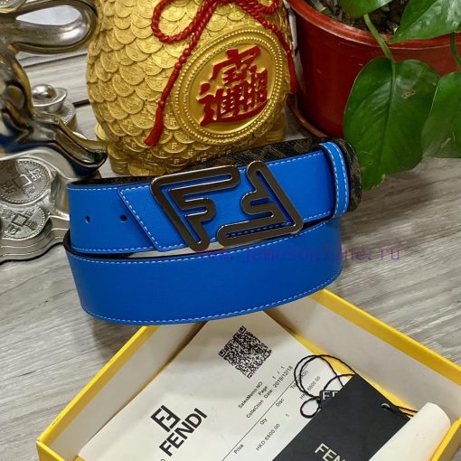 FENDI style with width of 4.0CM, double ring front and back waist belt, FF nail buckle, dual rcje27nu - Image 6