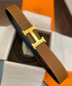 3.8cm, Hermes/Hermes Classic H brushed gold/palladium buckle, imported togo leather lining, hx3bgb47