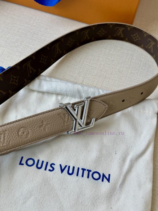 The 3.0-wide LV Flowergram double-sided belt is made of Monogram canvas and Monogram embosse bbbjab0x - Image 3
