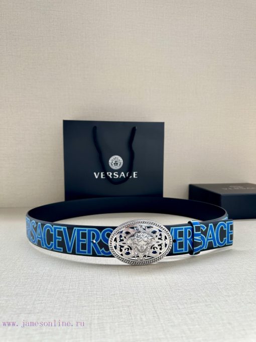 3.8cm wide Versace belt with three-dimensional La Medusa double-sided buckle, decorated with rhglactn - Image 2