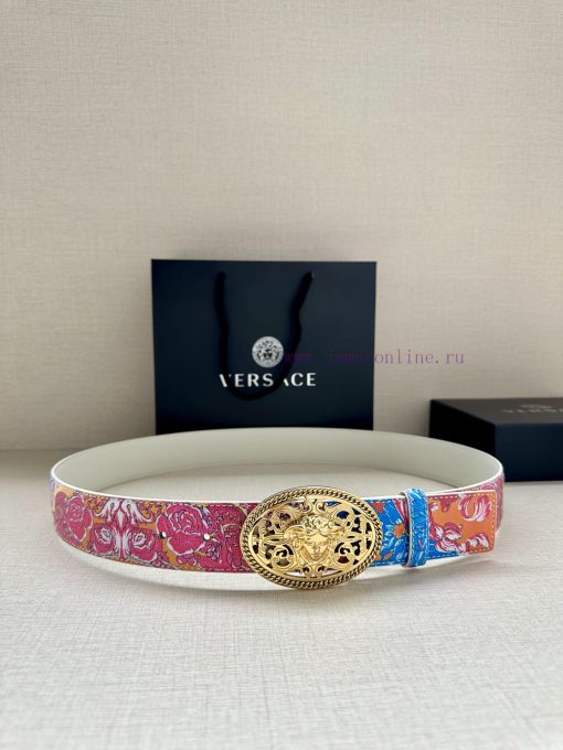 3.8cm wide Versace belt with three-dimensional La Medusa double-sided buckle, decorated with r1ofetws - Image 2