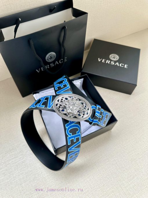 3.8cm wide Versace belt with three-dimensional La Medusa double-sided buckle, decorated with rhglactn - Image 5