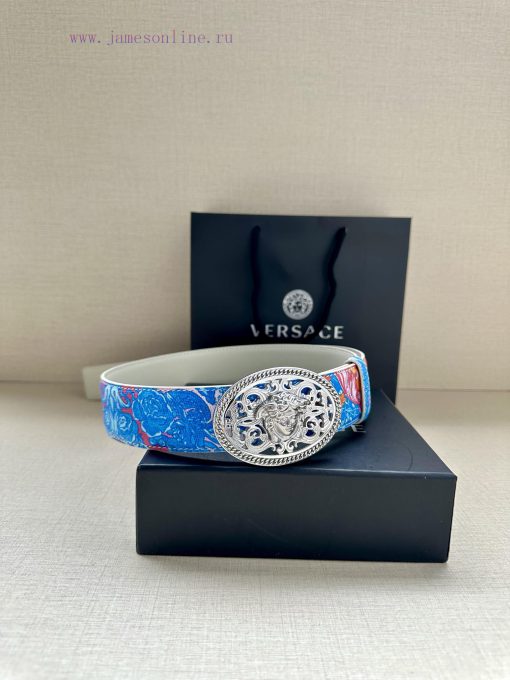 3.8cm wide Versace belt with three-dimensional La Medusa double-sided buckle, decorated with r1ofetws - Image 6