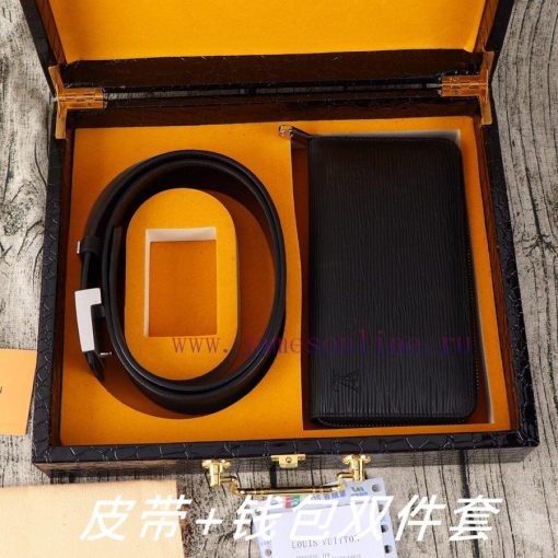 LV. Yiluweideng two-piece setWooden box, belt+wallet, two-piece setGrade: Imported 100% top wf857ck5 - Image 10