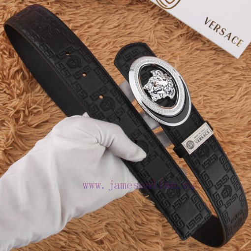 Versace leather belt with a beautiful head and embossed cowhide body, exquisite buckle craft bi0c9c7p - Image 4