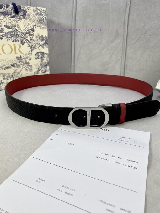 3.5cm width Dior grain textured cowhide hollow "CD" buckle belt, black palm grain grain leat fovyfvid