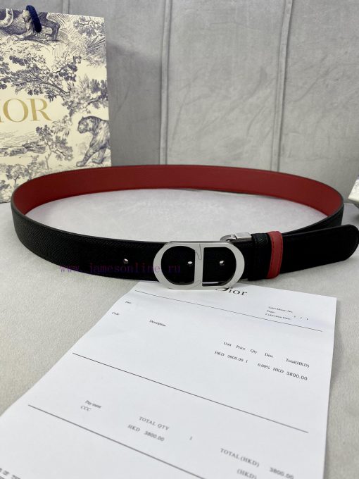 3.5cm width Dior grain textured cowhide hollow "CD" buckle belt, black palm grain grain leat fovyfvid - Image 2