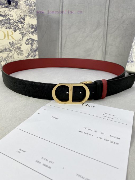 3.5cm width Dior grain textured cowhide hollow "CD" buckle belt, black palm grain grain leat 7ho8dg21 - Image 2