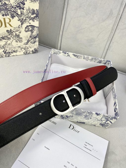 3.5cm width Dior grain textured cowhide hollow "CD" buckle belt, black palm grain grain leat fovyfvid - Image 5