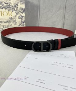 3.5cm width Dior grain textured cowhide hollow "CD" buckle belt, black palm grain grain leat kfc2s8pt