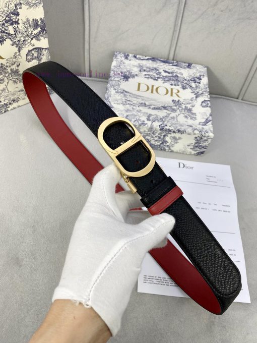 3.5cm width Dior grain textured cowhide hollow "CD" buckle belt, black palm grain grain leat 7ho8dg21 - Image 6
