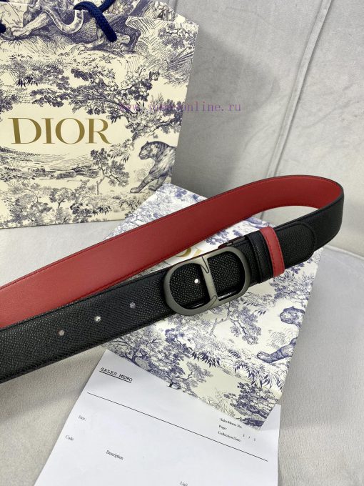 3.5cm width Dior grain textured cowhide hollow "CD" buckle belt, black palm grain grain leat kfc2s8pt - Image 5