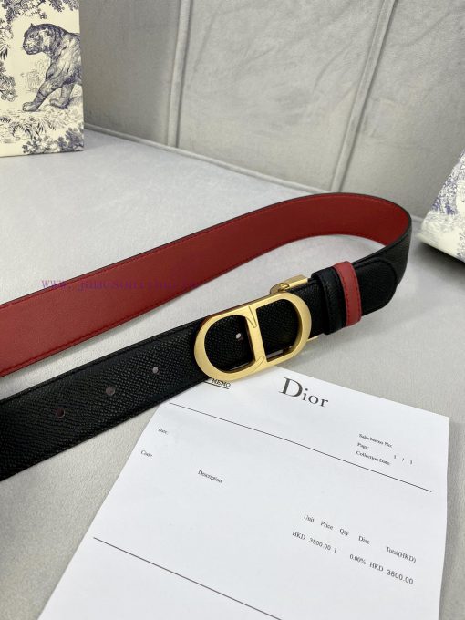 3.5cm width Dior grain textured cowhide hollow "CD" buckle belt, black palm grain grain leat 7ho8dg21 - Image 8