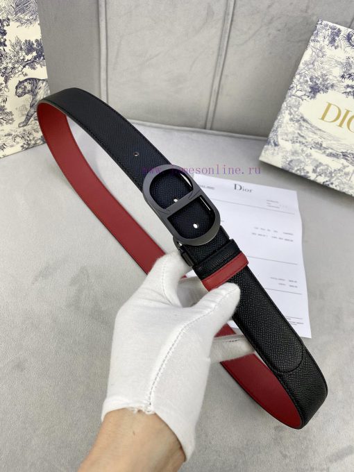 3.5cm width Dior grain textured cowhide hollow "CD" buckle belt, black palm grain grain leat kfc2s8pt - Image 6