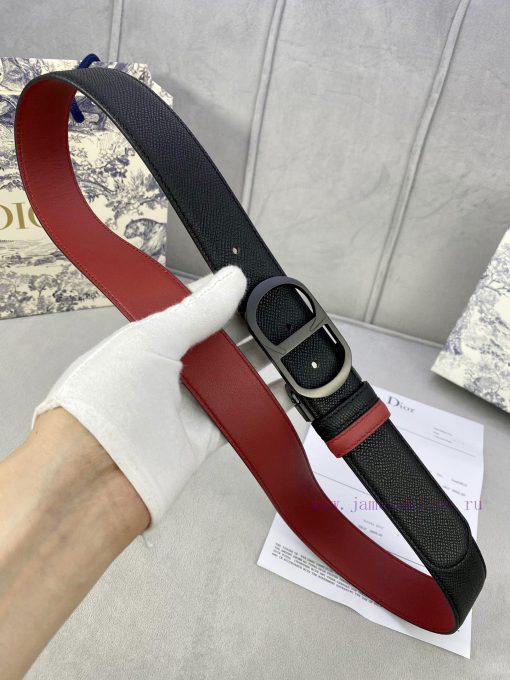 3.5cm width Dior grain textured cowhide hollow "CD" buckle belt, black palm grain grain leat kfc2s8pt - Image 7