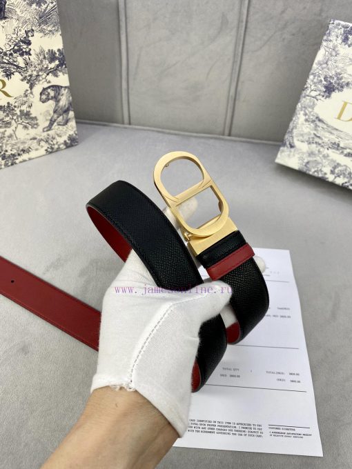 3.5cm width Dior grain textured cowhide hollow "CD" buckle belt, black palm grain grain leat 7ho8dg21 - Image 10
