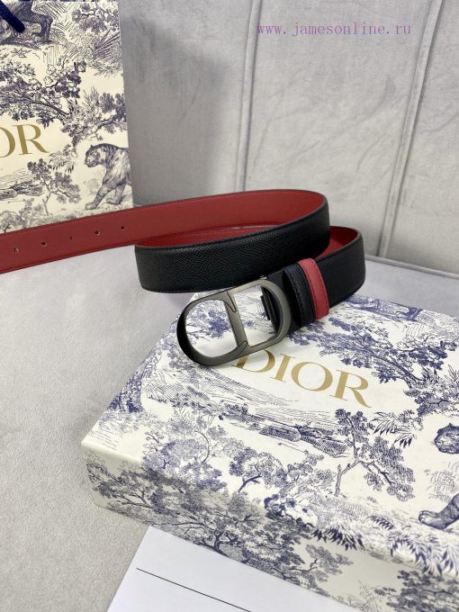 3.5cm width Dior grain textured cowhide hollow "CD" buckle belt, black palm grain grain leat kfc2s8pt - Image 8