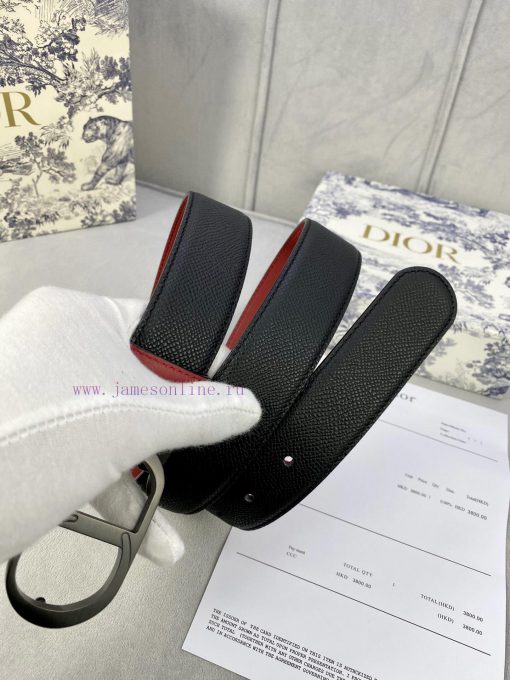 3.5cm width Dior grain textured cowhide hollow "CD" buckle belt, black palm grain grain leat kfc2s8pt - Image 9