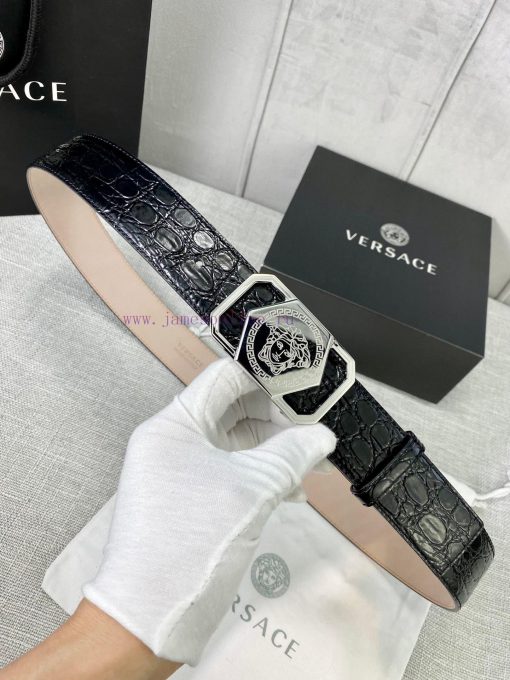 Width 4.0cm Versace Stone Pattern Sand Bottom Belt with Iconic Versace Medusa Portrait Buckl 3dzu0i5c - Image 5