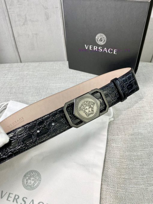 Width 4.0cm Versace Stone Pattern Sand Bottom Belt with Iconic Versace Medusa Portrait Buckl 3dzu0i5c - Image 8