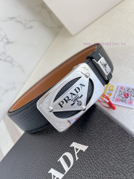 Prada PRADA ️ Belt and beltBuckle, classic pure steel material buckle, top layer cowhide, ph 523sck5r - Image 3