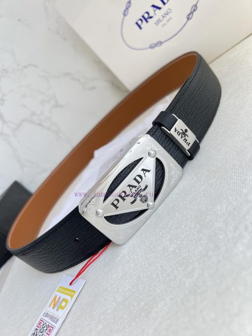 Prada PRADA ️ Belt and beltBuckle, classic pure steel material buckle, top layer cowhide, ph 523sck5r - Image 4