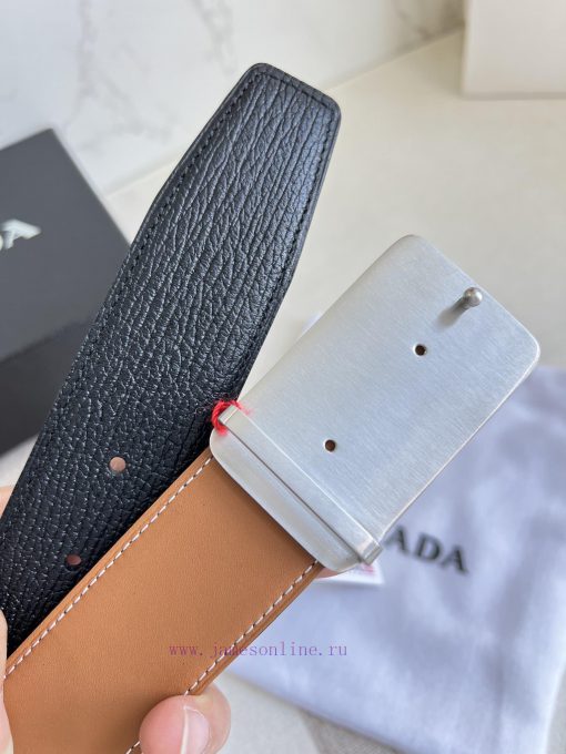 Prada PRADA ️ Belt and beltBuckle, classic pure steel material buckle, top layer cowhide, ph 523sck5r - Image 6