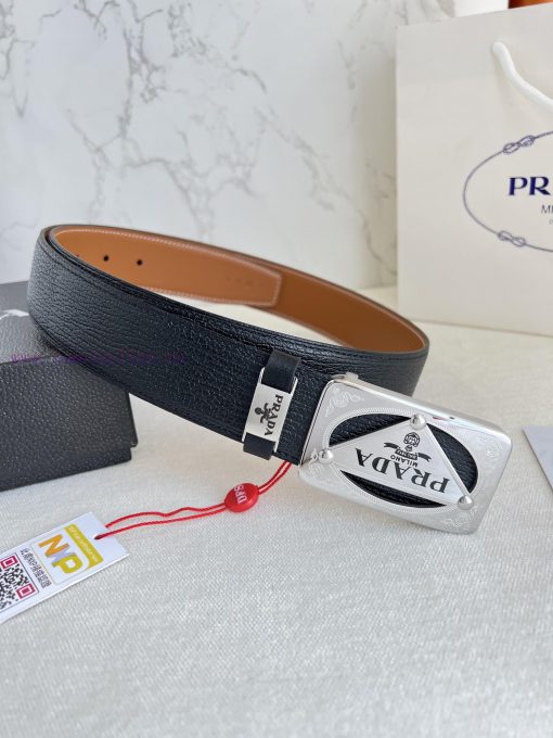 Prada PRADA ️ Belt and beltBuckle, classic pure steel material buckle, top layer cowhide, ph 935l776t - Image 8