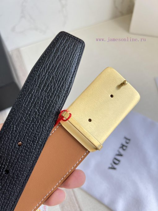 Prada PRADA ️ Belt and beltBuckle, classic pure steel material buckle, top layer cowhide, ph xim1nwz9 - Image 6